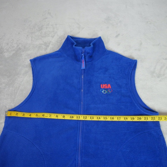 Team USA USOC Royal Blue Fleece Vest Men's Large Full Zip Embroidered Outdoor - Picture 10 of 12